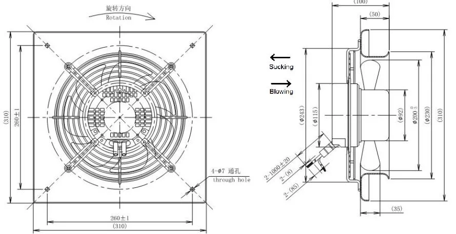 AC DC Ec External Rotor Motor Axial Fan Industrial Ventilation Exhaust Fan Cooling Fan 200/250/300/315/350/400/450mm